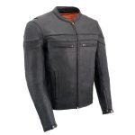 Milwaukee Leather MLM1526 Men’s Stay Cool Black Premium Leather Sporty Motorcycle Jacket w/ Cool-Tec Leather Treatement
