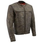 Milwaukee Leather MLM1550 Men’s Vented Black-Beige Distressed Leather Scooter Style Motorcycle Jacket w/ Liner