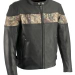 Milwaukee Leather MLM1595 Men’s ‘Jungle Mossy’ Side Stretch Leather Motorcycle Racer Jacket