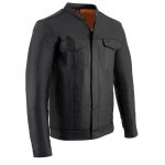 Milwaukee Leather MLM1610 Men’s Club Style Black Casual Biker Leather Shirt with Dual Closure