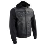 Milwaukee Leather MLM3563 Men’s Leather Vest w/ Removeable Hoodie – Black 2 in 1 Reflective Skulls Motorcycle Vest