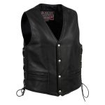 Milwaukee Leather USA MADE MLVSM5003 Men’s Black Gaucho Extra Long Back Premium Steerhide Motorcycle Leather Vest