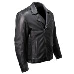 Milwaukee Motorcycle Clothing Co. Men’s Unforgiven MC Style Black Leather Jacket w/ Lapel Collar MMC10008