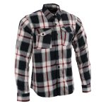 Milwaukee Leather MNG11625 Men’s Flannel Plaid Black and White with Red Long Sleeve Cotton Button Down Shirt