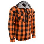 Milwaukee Leather MNG11642 Men’s Flannel Plaid Orange and Black Long Sleeve Cotton Button Down Shirt w/ Hoodie