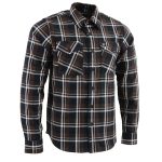 Milwaukee Leather MNG11643 Men’s Flannel Plaid Brown Black and White Long Sleeve Cotton Button Down Shirt
