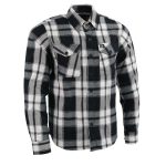Milwaukee Leather MNG11644 Men’s Flannel Plaid Black and White Long Sleeve Cotton Button Down Shirt