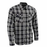 Milwaukee Leather MNG11646 Men’s Flannel Plaid Shirt Black and White Long Sleeve Cotton Button Down Shirt