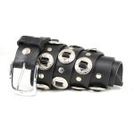 Milwaukee Leather MP7120 Men’s Chrome Conchos – Black Leather Belt with Interchangeable Buckle – 1.5 inches Wide