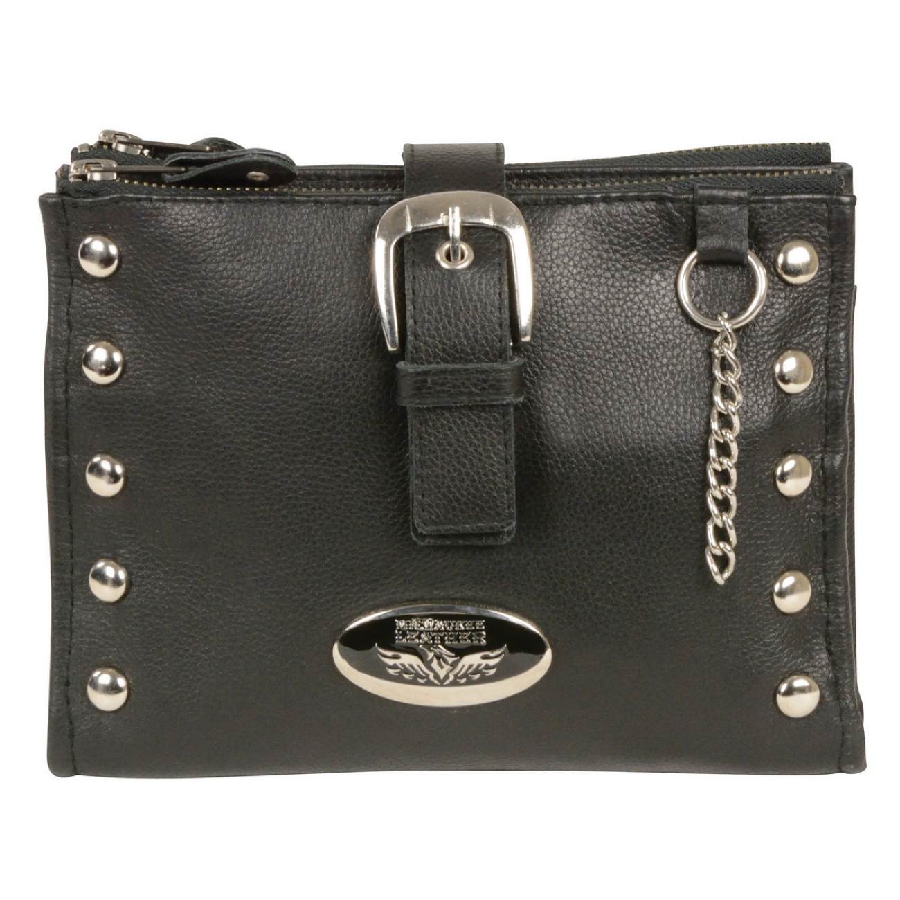 mp8800-f.jpg Milwaukee Leather MP8800 Women’s Black Leather Studded Shoulder Bag - Image 1