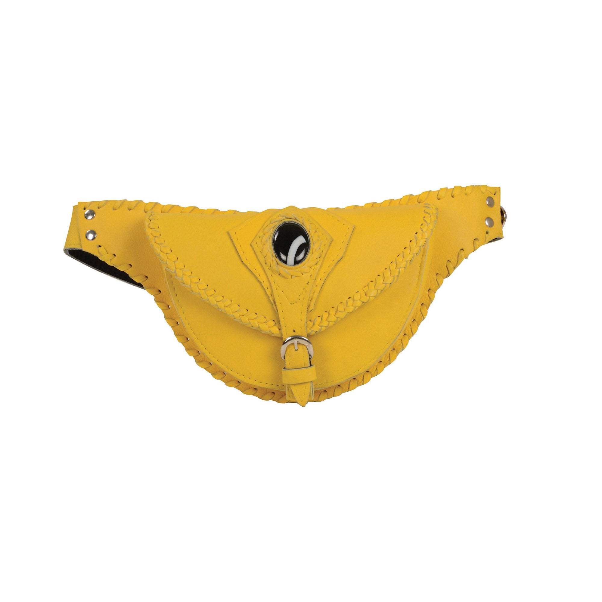 mp8835yel-f.jpg Milwaukee Leather MP8835 Women’s Yellow Leather ‘Braided’ Hip Belt Bag - Image 1