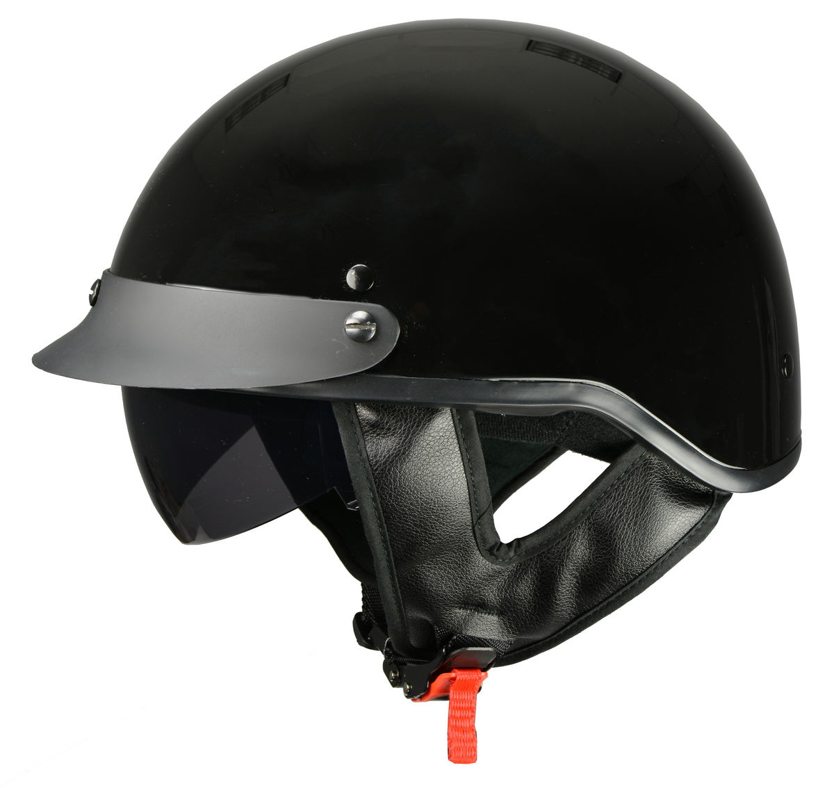 mph9721-8.jpg Milwaukee Helmets MPH9721DOT Momentum Glossy Black Half Helmet - Image 1