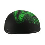 Milwaukee Helmets MPH9773 Green Skeleton Matte Black DOT Half Helmet - Image 6
