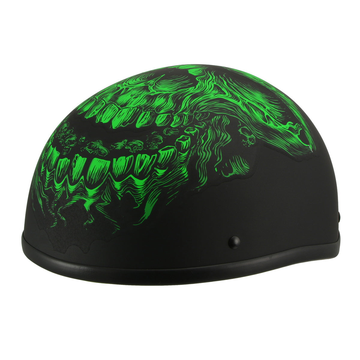 mph9773dot-6.jpg Milwaukee Helmets MPH9875N Novelty Green Demon Matte Black Half Helmet - Image 1