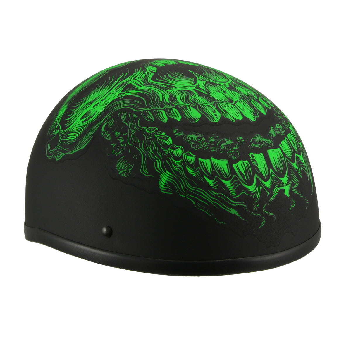 mph9773dot_14bb715f-654b-4af4-8f5d-26e004590513.jpg Milwaukee Helmets MPH9773 Green Skeleton Matte Black DOT Half Helmet - Image 1