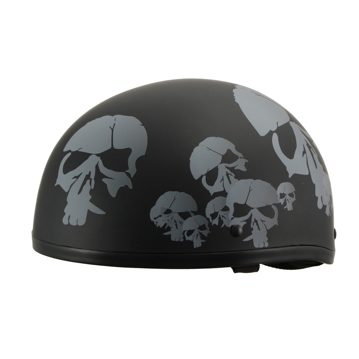 mph9775dot-2.jpg Milwaukee Helmets MPH9876N Novelty Punished Skulls Matte Black Half Helmet - Image 1