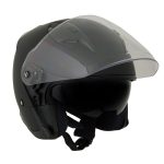 Milwaukee Performance Helmets MPH9805DOT Shift Open Face 3/4 Matte Black Helmet Biker w/ Drop Down Visor