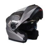 Milwaukee Helmets MPH9808DOT Ionized Silver Advanced Motorcycle Modular Helmet Biker w/ Drop Down Visor