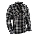 Milwaukee Leather MPL2600 Women’s Plaid Flannel Biker Shirt w/ CE Approved Armor – Reinforced w/ Aramid Fiber