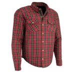 Milwaukee Leather MPM1632 Men’s Plaid Flannel Biker Shirt with CE Approved Armor – Reinforced w/ Aramid Fiber