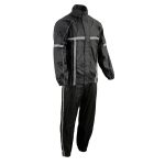 Milwaukee Leather MPM9510 Men’s Black Water-Resistant Motorcycle Rain Suit with Hi Vis Reflective Tape