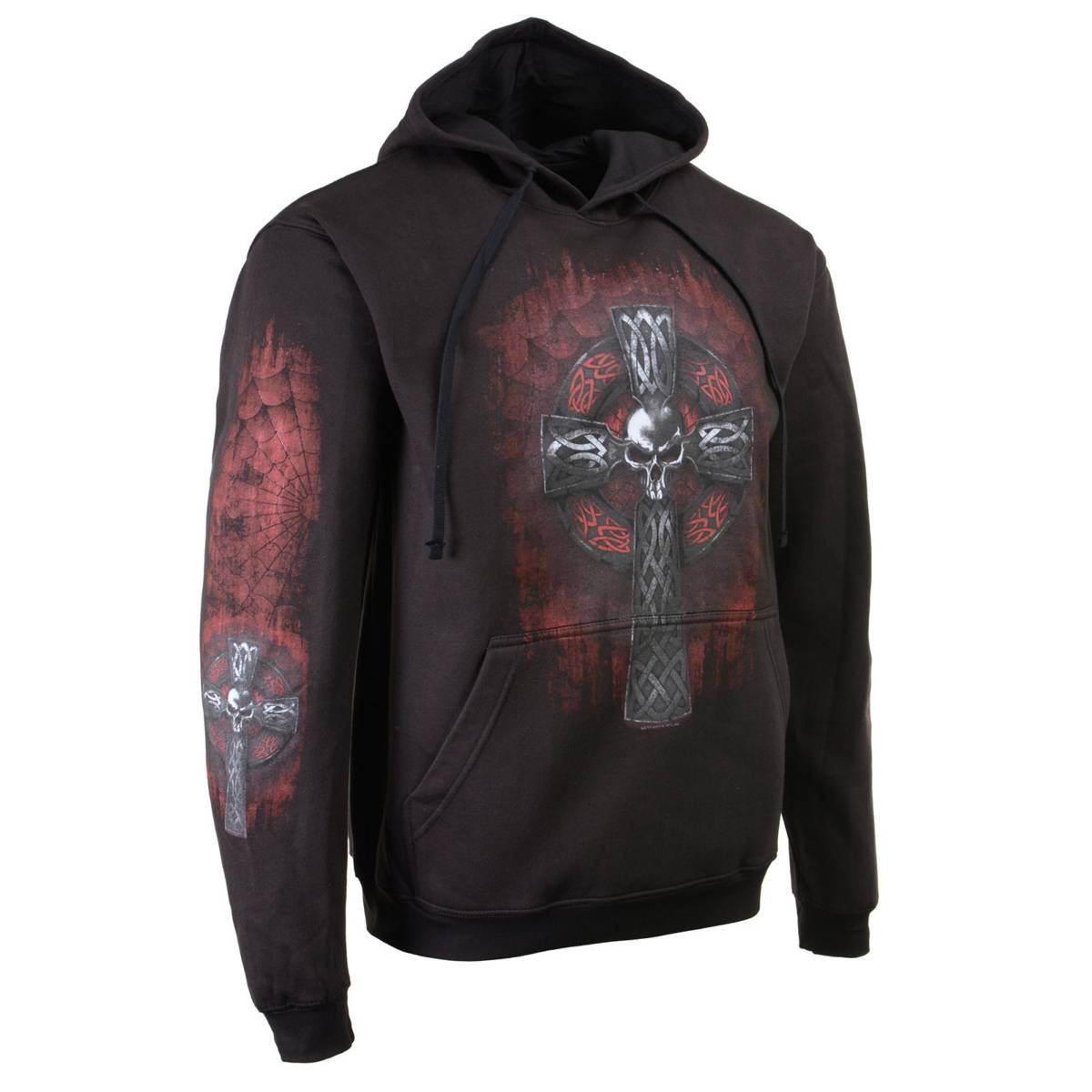 mpmh118000-web.jpg Milwaukee Leather MPMH118000 Men’s ‘Celtic Cross Pocket’ Black Hoodie - Image 1
