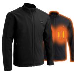 Nexgen Heat MPM1762SET Men’s Soft Shell Heated Jacket – Black Standup Collar Jacket for Winter with Battery Pack