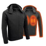 NexGen NXM1767SET Men’s ‘Ruffled’ Black ‘Heated’ Soft-Shell Hooded Jacket (Rechargeable Battery Pack Included)