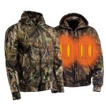 Nexgen Heat MPM1776SET Men’s Camouflaged Heated Zipper Hoodies – Warming Camo Hoodie for Hunting w/ Battery