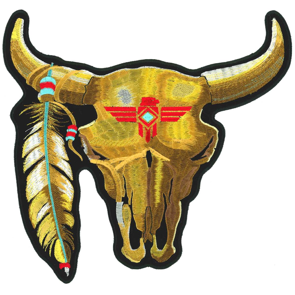 ppa1357-a01_20_1200x1200_63aaf842-1eac-4112-bfa3-65b6a47c251f.jpg Hot Leathers Cattle Skull 11″ Patch PPA1357 - Image 1