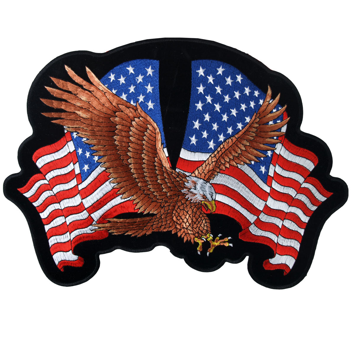 ppa1587-a01.jpg Hot Leathers PPA1587 Eagle 2 Flags 12″ x 8″ Patch - Image 1