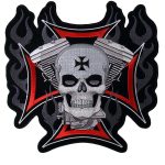 Hot Leathers Patch Cross Motor & Skull 4″ PPA1830