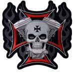 Hot Leathers PPA1837  Cross, Motor and Skull Embroidered 11″ x 11″ Patch