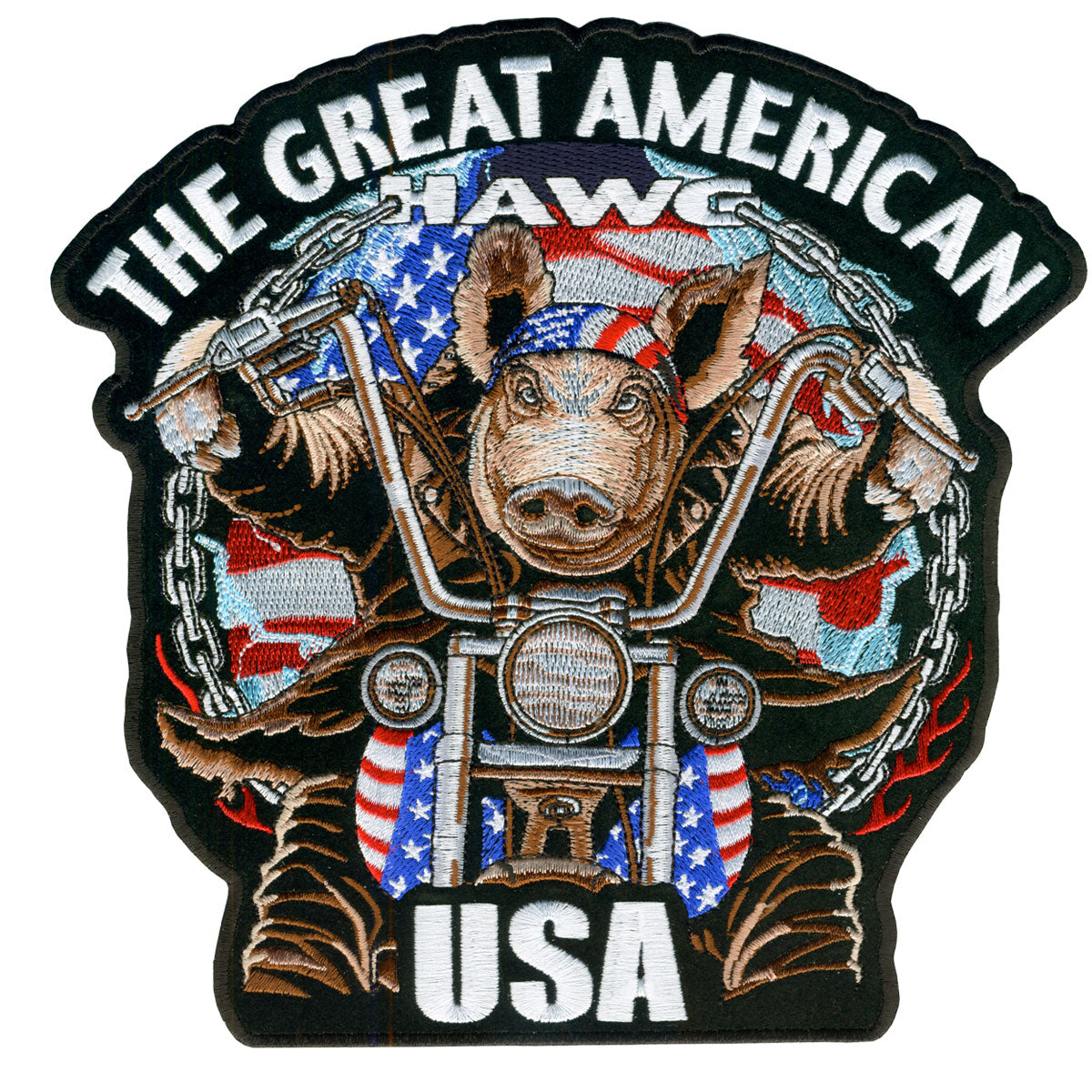 ppa295-a01.jpg Hot Leathers PPA2950 Great Amerian Hawg 4″ x 4″ Patch - Image 1