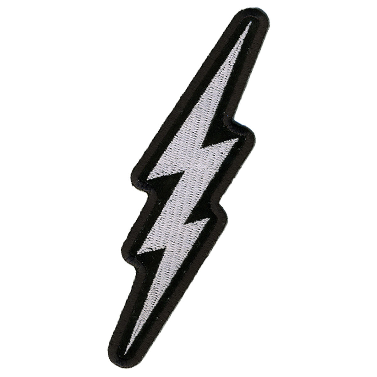 ppa419-a01.jpg Hot Leathers Silver Lightening Bolt 2″ x 5″ Patch PPA4192 - Image 1