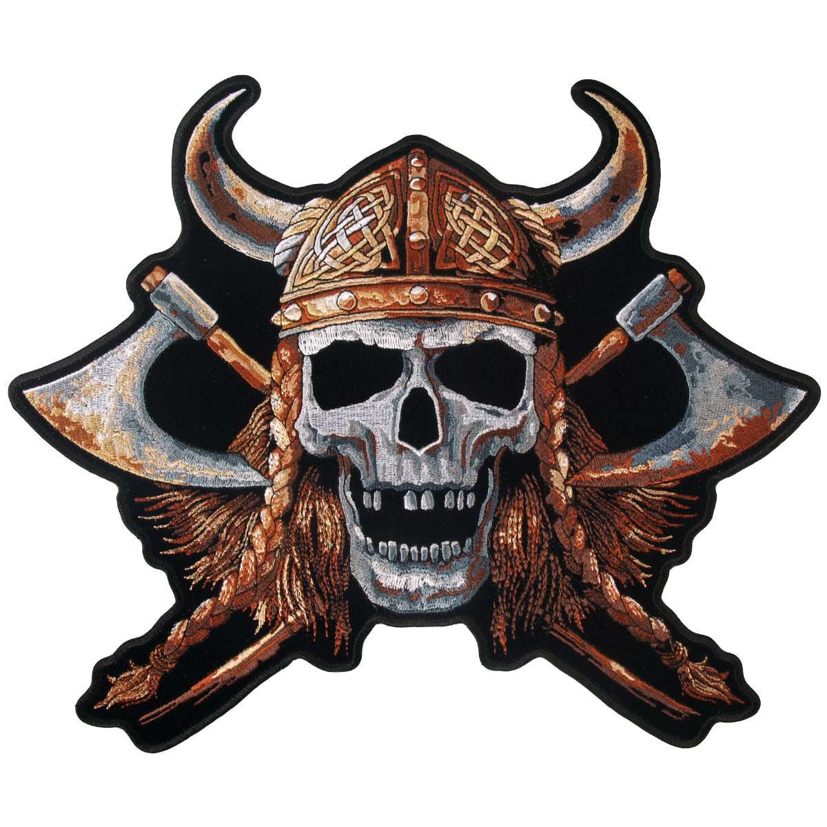 ppa6539-a01_20_1200x1200_eeb4ee47-e297-4567-bbb7-64c0a0e03290.jpg Hot Leathers Viking Skull 12″ x 10″ Patch PPA6539 - Image 1