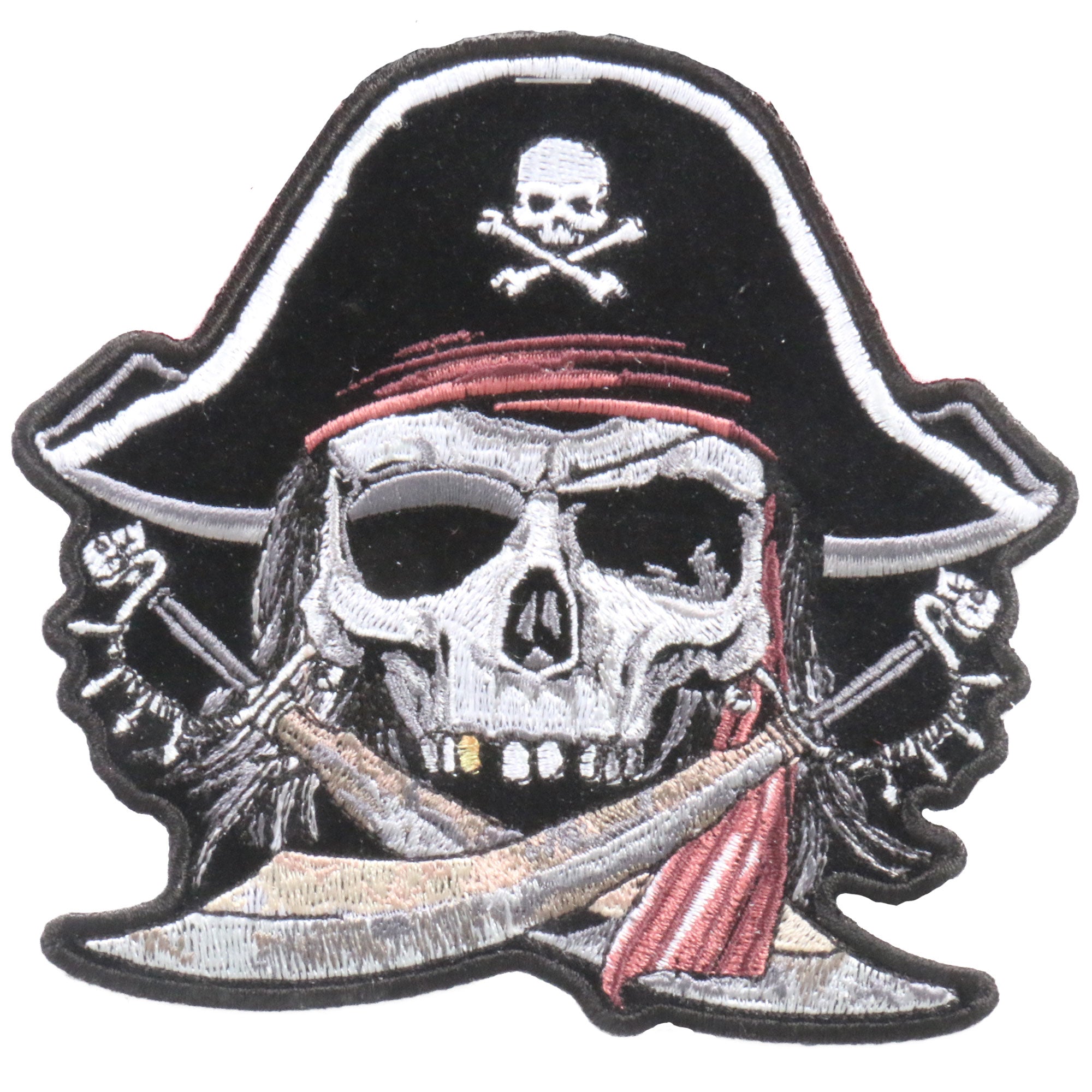 ppa6843-a01.jpg Hot Leathers PPA6843 Pirate Skull 5″ x 5″ Patch - Image 1