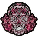 Hot Leathers PPA6961 Pink Sugar Skull and Roses Ladies 4″ x 4″ Patch