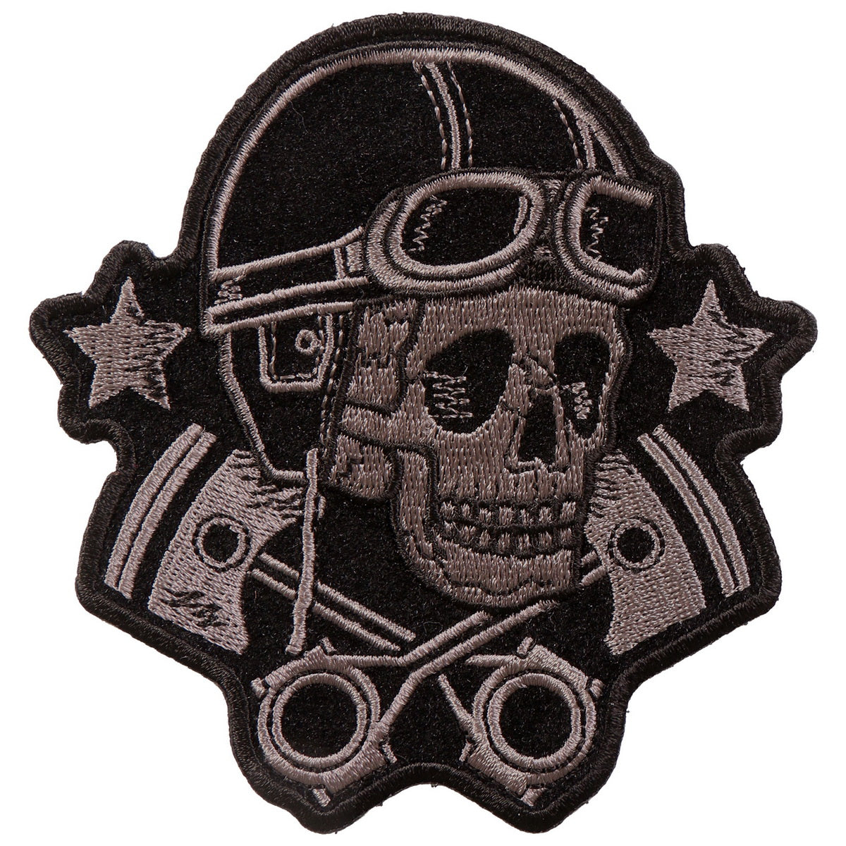 ppa974-a01.jpg Hot Leathers PPA9743 Goggles Skull and Stars 4″x4″ Patch - Image 1