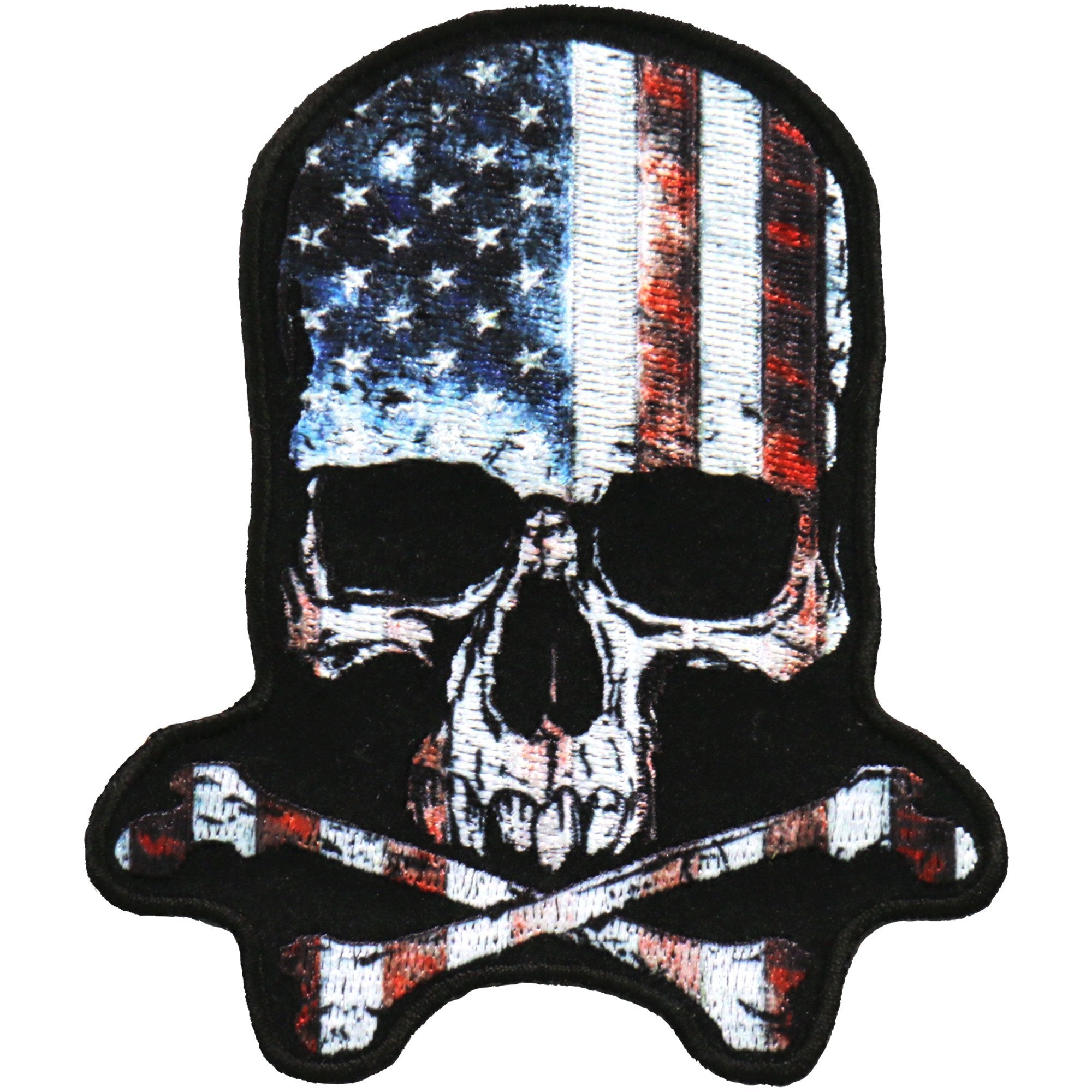 ppa9980-a01.jpg Hot Leathers PPA9980 4 Inch Skull American Flag Patch - Image 1