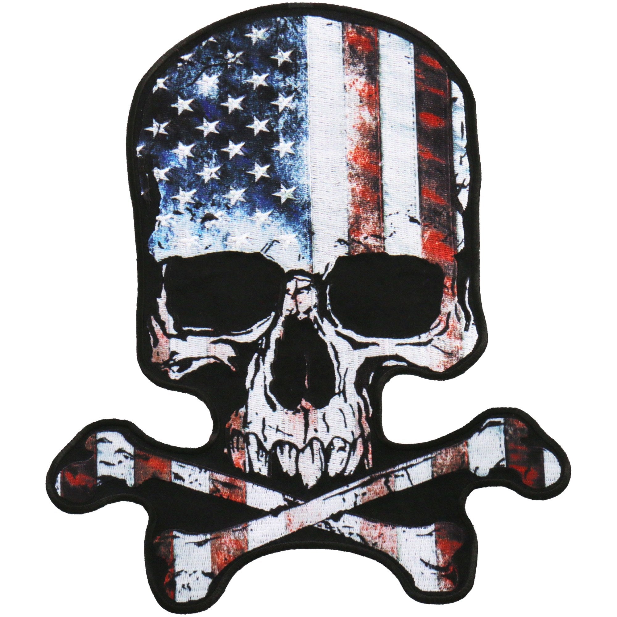 ppa9989-a01.jpg Hot Leathers PPA9989 8X9 Inch Skull American Flag Patch - Image 1