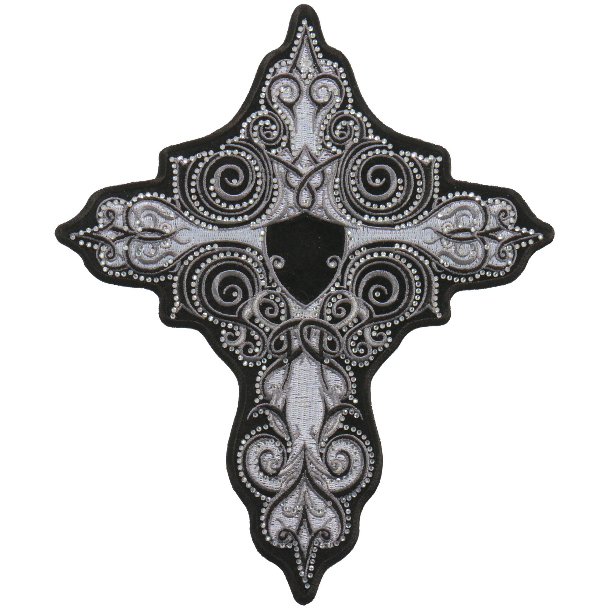 ppc3285-a01.jpg Hot Leathers PPC3285 5 Inch Rhinestone White Cross Patch - Image 1