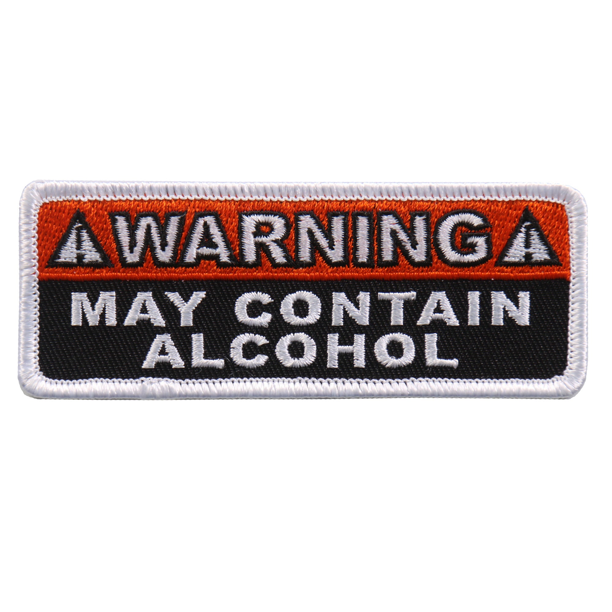 ppl9597-a01.jpg Hot Leathers PPL9597 Warning May Contain Alcohol 4″x1″ Patch - Image 1