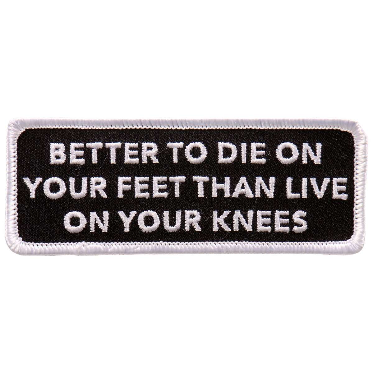 ppl9721-a01.jpg Hot Leathers Die on your Feet 4″x2″ Patch PPL9721 - Image 1