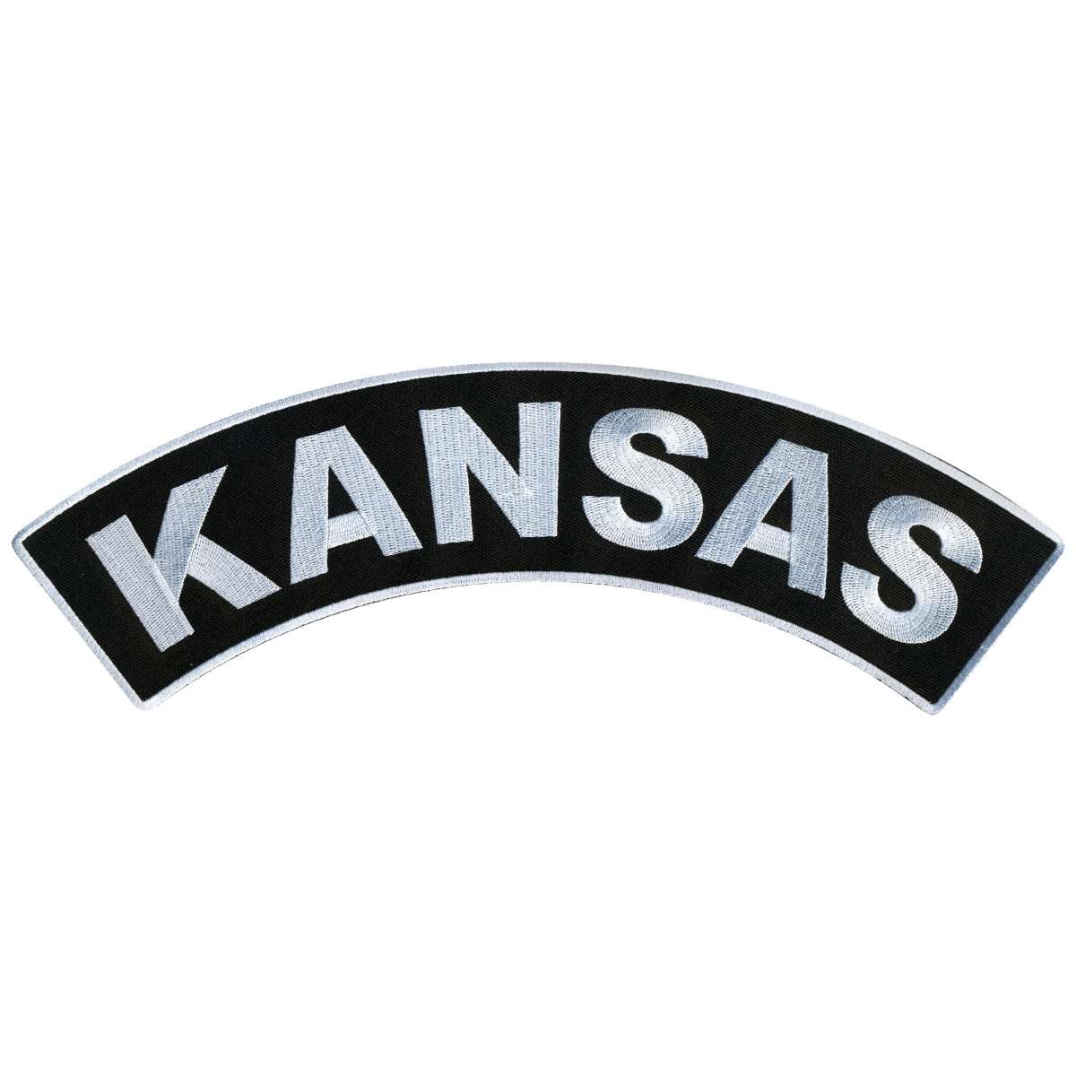 ppm4031-a01_20_1200x1200_2f75b1e9-9c12-4eb0-8dbd-5371093665b7.jpg Hot Leathers Kansas 12″ X 3″ Top Rocker Patch PPM4031 - Image 1