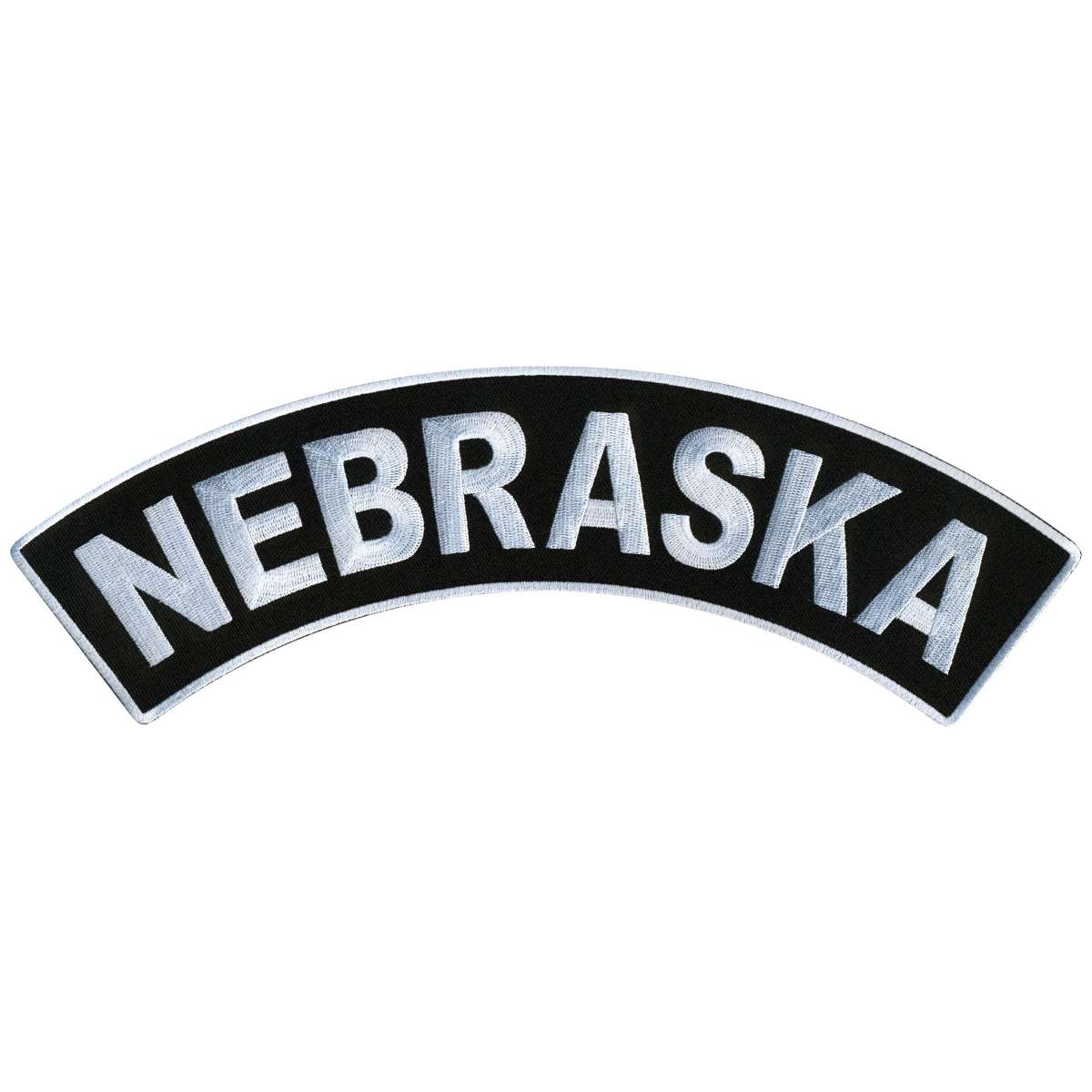 ppm4053-a01_20_1200x1200_3e02fa28-4b0b-406c-9e74-588842479c00.jpg Hot Leathers Nebraska 12″ X 3″ Top Rocker Patch PPM4053 - Image 1