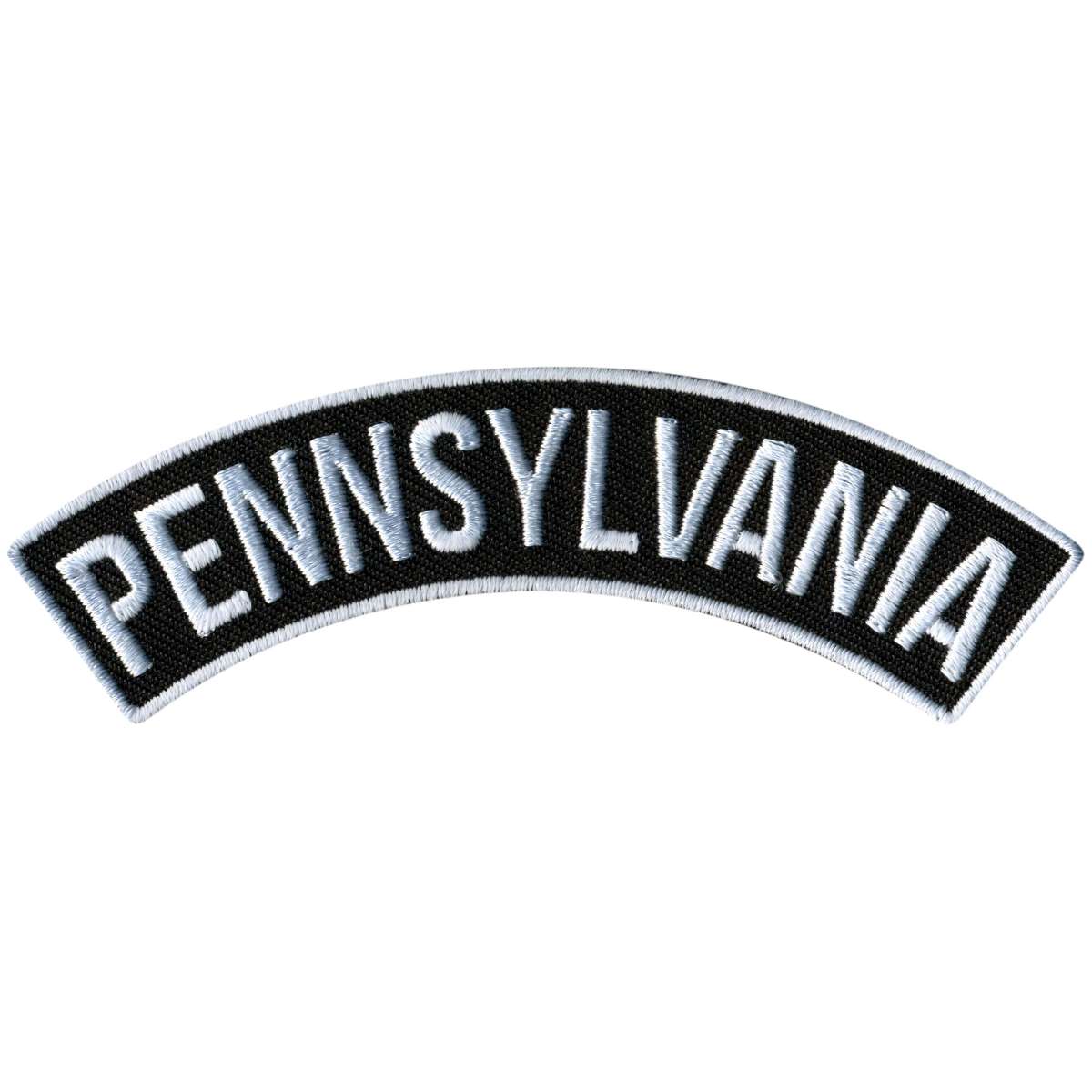 ppm4076-a01_20_1200x1200_72102207-bd86-4b16-97aa-e3592d3ce4f7.jpg Hot Leathers Pennsylvania 4″ X 1″ Top Rocker Patch PPM4076 - Image 1