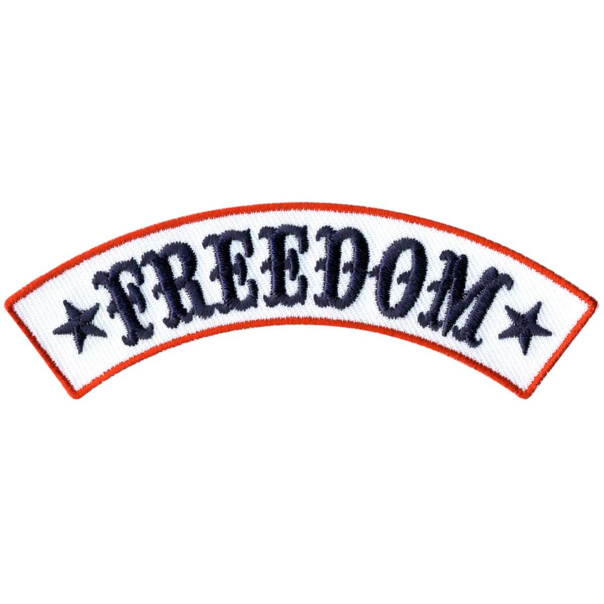 ppm4134-a01_20_1200x1200_faddbd8e-f7ca-4e5f-81ae-43d9b439df5a.jpg Hot Leathers Freedom 4″ X 1″ Top Rocker Patch PPM4134 - Image 1