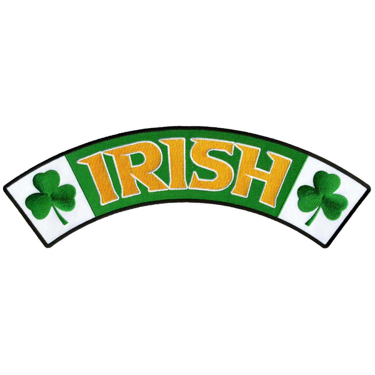 ppm4137-a01_20_1200x1200_644099a6-e1db-4d4c-b22e-964ccef7a08a.jpg Hot Leathers Irish 12″ X 3″ Top Rocker Patch PPM4137 - Image 1