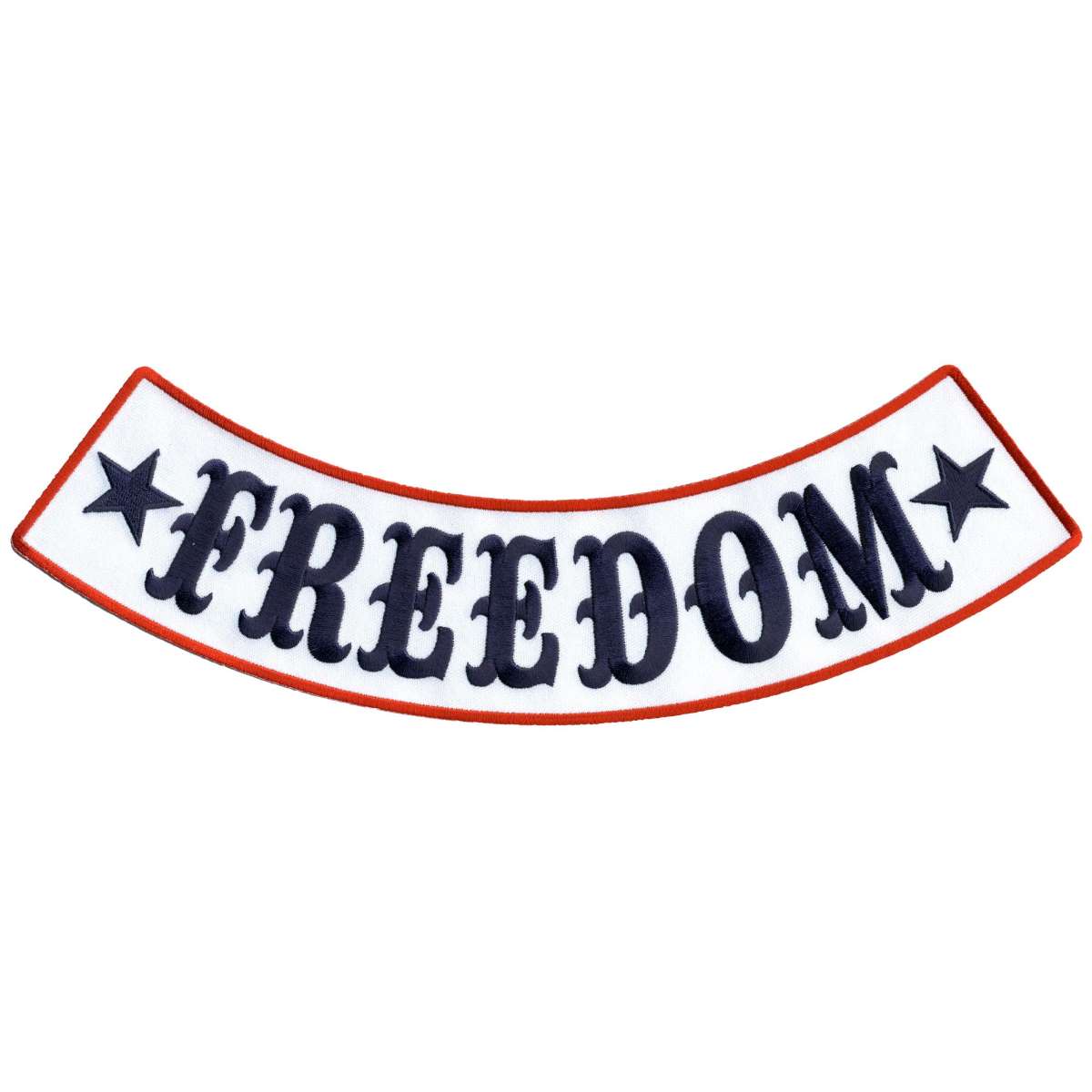 ppm5133-a01_20_1200x1200_c94f56fc-f356-4a7b-bf0d-9dfe1e2fa7ba.jpg Hot Leathers Freedom 12″ X 3″ Bottom Rocker Patch PPM5133 - Image 1